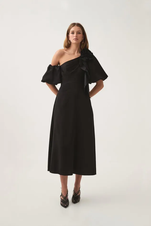 Aje Dresses Magnetic Draped Midi Dress Black 8211 Women