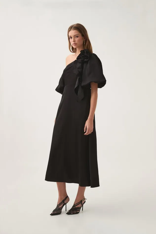 Aje Dresses Magnetic Draped Midi Dress Black 8211 Women Aje Dresses Magnetic Draped Midi Dress Black 8211 Women