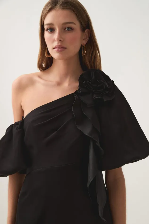 Aje Dresses Magnetic Draped Midi Dress Black 8211 Women Aje Dresses Magnetic Draped Midi Dress Black 8211 Women