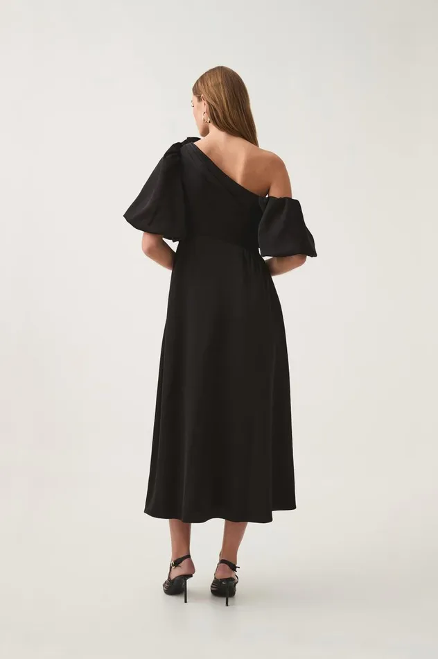 Aje Dresses Magnetic Draped Midi Dress Black 8211 Women Aje Dresses Magnetic Draped Midi Dress Black 8211 Women