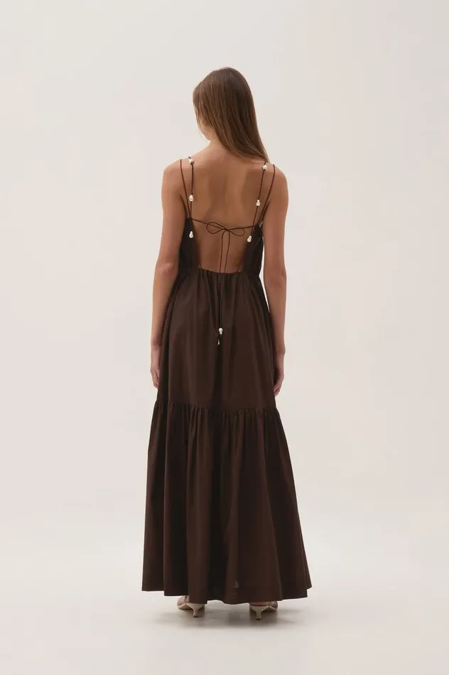 Aje Dresses Marley Tiered Maxi Dress Chocolate 8211 Women