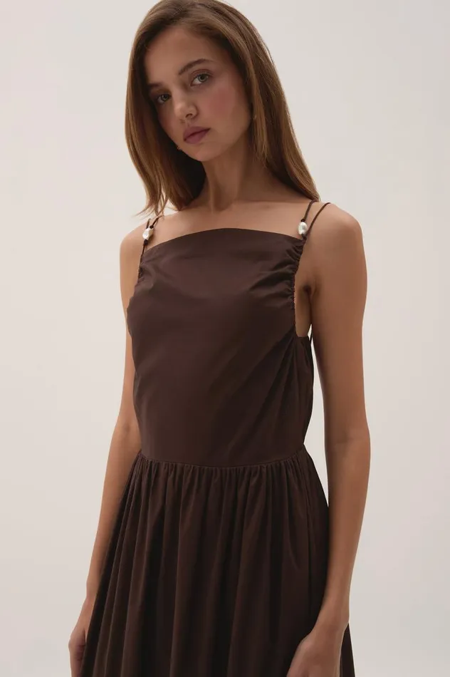 Aje Dresses Marley Tiered Maxi Dress Chocolate 8211 Women Aje Dresses Marley Tiered Maxi Dress Chocolate 8211 Women