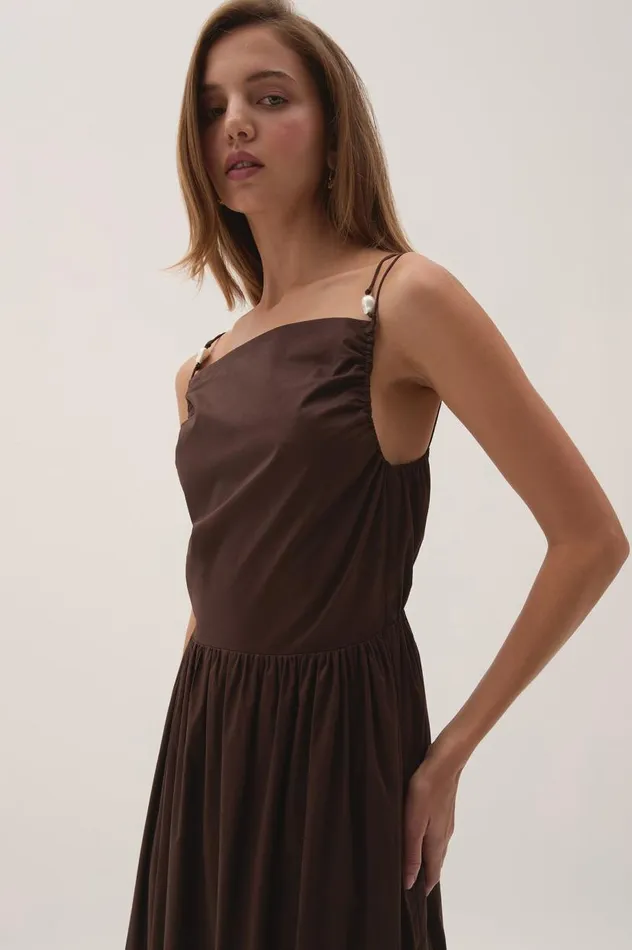 Aje Dresses Marley Tiered Maxi Dress Chocolate 8211 Women Aje Dresses Marley Tiered Maxi Dress Chocolate 8211 Women