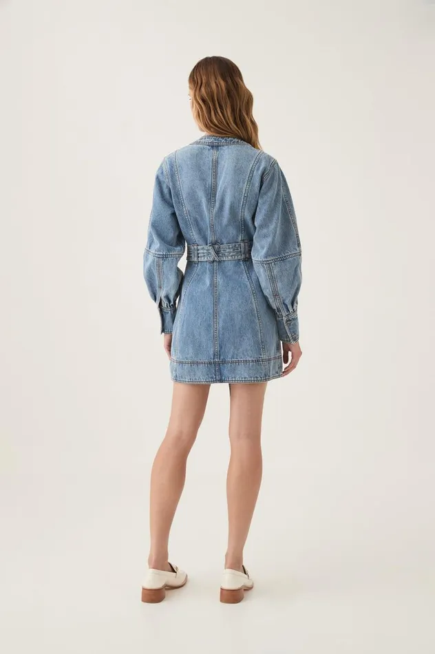 Aje Dresses Outline Denim Mini Dress Coastal Blue 8211 Women Aje Dresses Outline Denim Mini Dress Coastal Blue 8211 Women