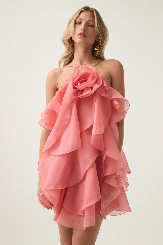 Aje Dresses Pandorea Layered Mini Dress Washed Coral 8211 Women Aje Dresses Pandorea Layered Mini Dress Washed Coral 8211 Women