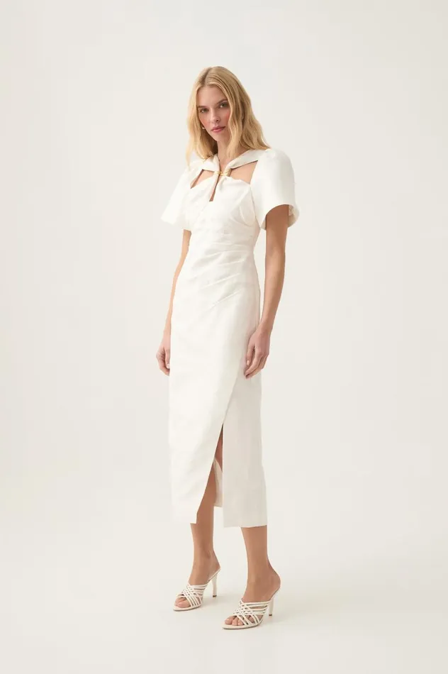 Aje Dresses Presence Twisted Midi Dress Ivory 8211 Women Aje Dresses Presence Twisted Midi Dress Ivory 8211 Women