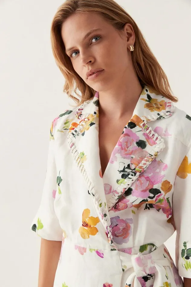 Aje Dresses Tabitha Wrap Front Midi Dress Scattered Floral 8211 Women Aje Dresses Tabitha Wrap Front Midi Dress Scattered Floral 8211 Women
