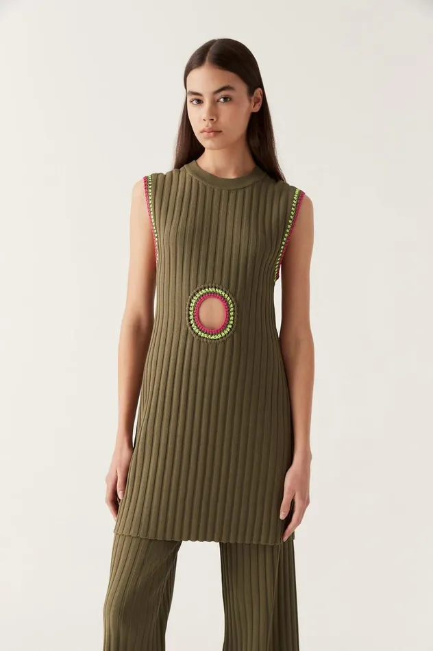 Aje Dresses Tazia Crochet Edge Mini Dress Deep Olive 8211 Women
