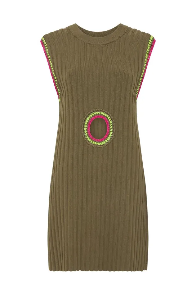 Aje Dresses Tazia Crochet Edge Mini Dress Deep Olive 8211 Women Aje Dresses Tazia Crochet Edge Mini Dress Deep Olive 8211 Women