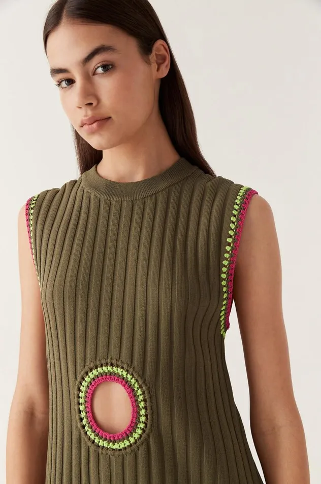Aje Dresses Tazia Crochet Edge Mini Dress Deep Olive 8211 Women Aje Dresses Tazia Crochet Edge Mini Dress Deep Olive 8211 Women
