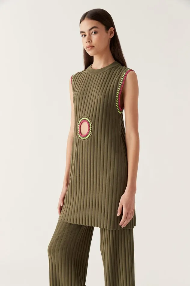 Aje Dresses Tazia Crochet Edge Mini Dress Deep Olive 8211 Women Aje Dresses Tazia Crochet Edge Mini Dress Deep Olive 8211 Women