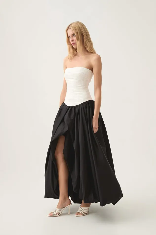 Aje Dresses Violette Bubble Hem Maxi Dress Ivoryblack 8211 Women Aje Dresses Violette Bubble Hem Maxi Dress Ivoryblack 8211 Women