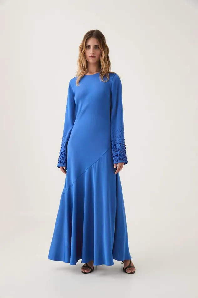 Aje Dresses Weylyn Sequin Cuff Maxi Dress Cobalt Blue 8211 Women