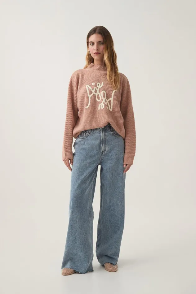 Aje Knitwear and Jumpers Emulate Logo Knit Blush Marleivory Logo 8211 Women