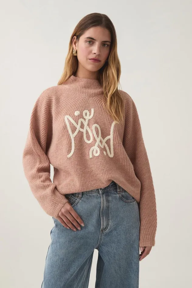 Aje Knitwear and Jumpers Emulate Logo Knit Blush Marleivory Logo 8211 Women Aje Knitwear and Jumpers Emulate Logo Knit Blush Marleivory Logo 8211 Women
