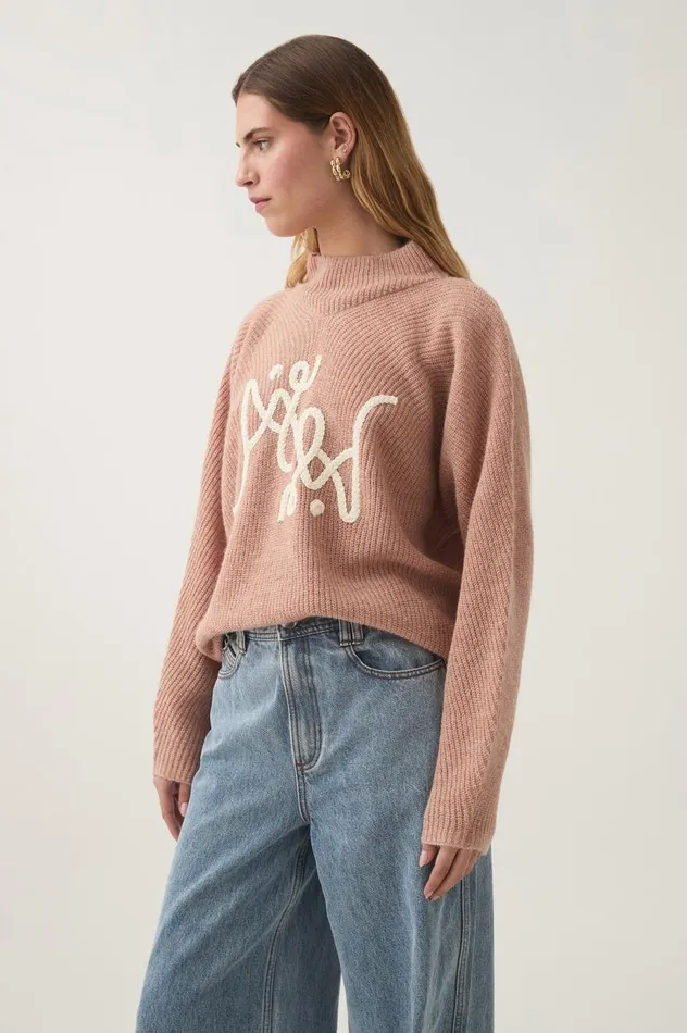 Aje Knitwear and Jumpers Emulate Logo Knit Blush Marleivory Logo 8211 Women Aje Knitwear and Jumpers Emulate Logo Knit Blush Marleivory Logo 8211 Women