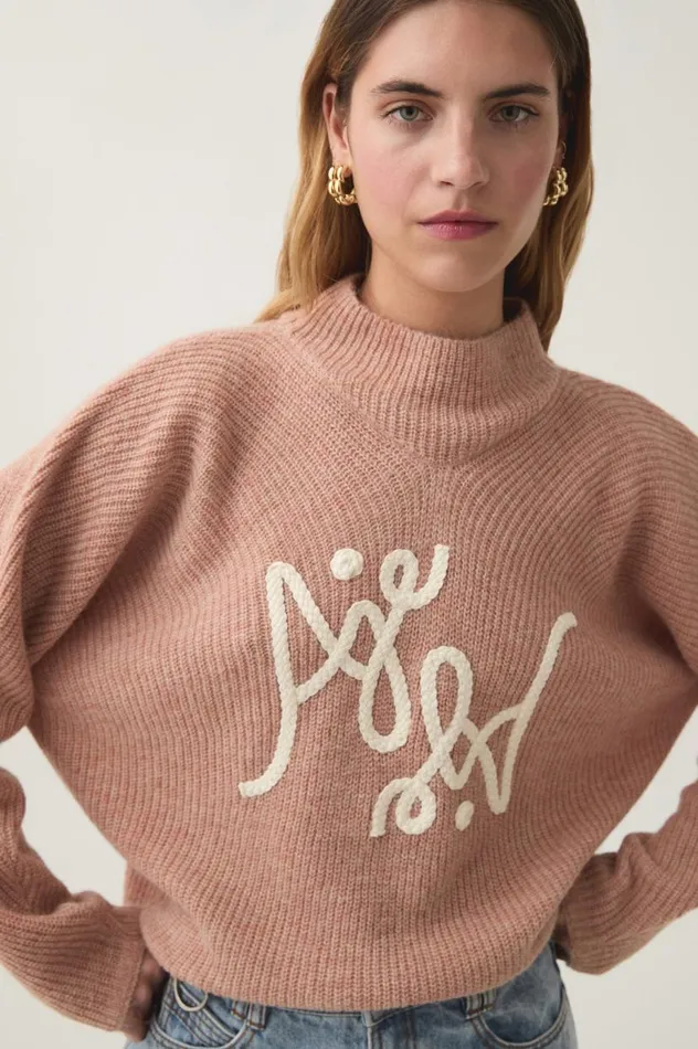 Aje Knitwear and Jumpers Emulate Logo Knit Blush Marleivory Logo 8211 Women Aje Knitwear and Jumpers Emulate Logo Knit Blush Marleivory Logo 8211 Women