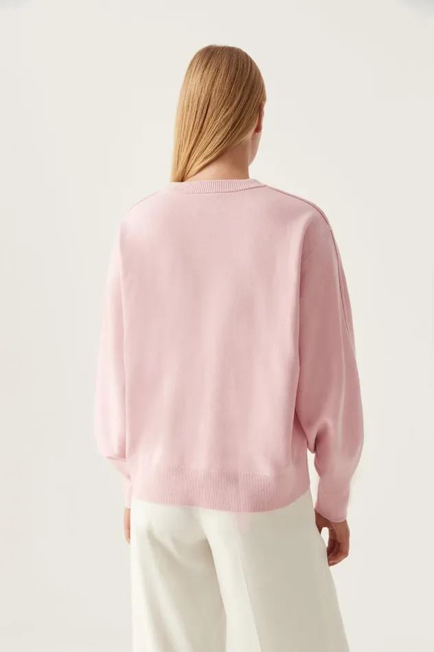 Aje Knitwear and Jumpers Equation Knit Crew Jumper Chalk Pinkivory Logo 8211 Women Aje Knitwear and Jumpers Equation Knit Crew Jumper Chalk Pinkivory Logo 8211 Women