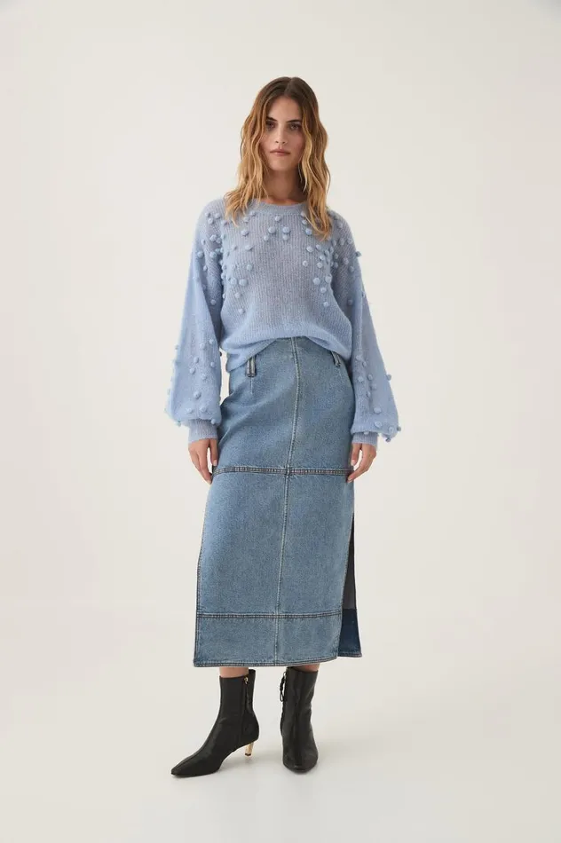 Aje Knitwear and Jumpers Gabriella Bobble Knit Powder Blue 8211 Women Aje Knitwear and Jumpers Gabriella Bobble Knit Powder Blue 8211 Women