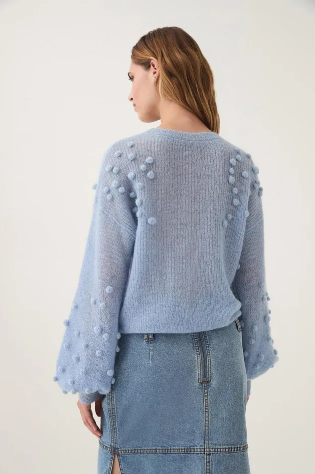 Aje Knitwear and Jumpers Gabriella Bobble Knit Powder Blue 8211 Women Aje Knitwear and Jumpers Gabriella Bobble Knit Powder Blue 8211 Women