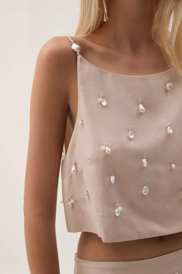 Aje Matching Sets Akoya Crop Top Oatmeal 8211 Women Aje Matching Sets Akoya Crop Top Oatmeal 8211 Women