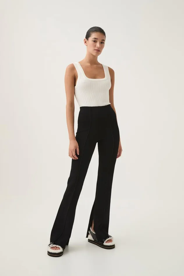 Aje Pants Isobel Split Hem Knit Pant Black 8211 Women