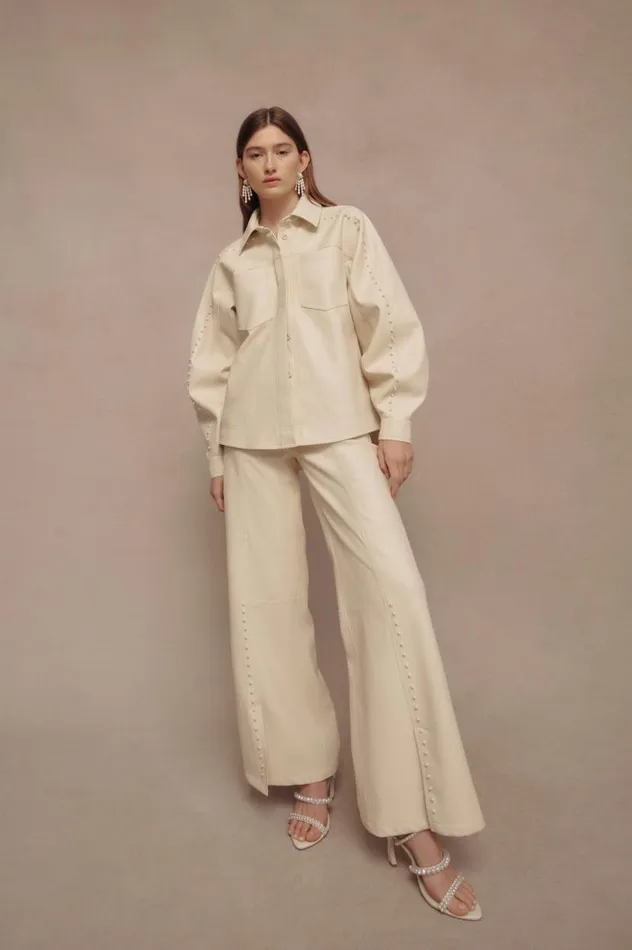 Aje Pants Phoebe Wide Leg Pant Sandstone Beige 8211 Women