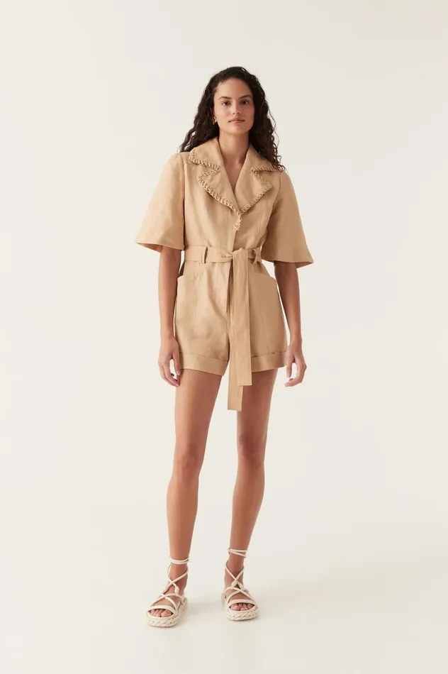 Aje Playsuits and Jumpsuits Tactile Whipstitch Playsuit Sand Brown 8211 Women Aje Playsuits and Jumpsuits Tactile Whipstitch Playsuit Sand Brown 8211 Women