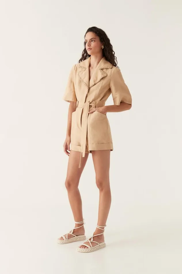Aje Playsuits and Jumpsuits Tactile Whipstitch Playsuit Sand Brown 8211 Women Aje Playsuits and Jumpsuits Tactile Whipstitch Playsuit Sand Brown 8211 Women