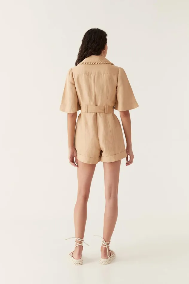 Aje Playsuits and Jumpsuits Tactile Whipstitch Playsuit Sand Brown 8211 Women Aje Playsuits and Jumpsuits Tactile Whipstitch Playsuit Sand Brown 8211 Women