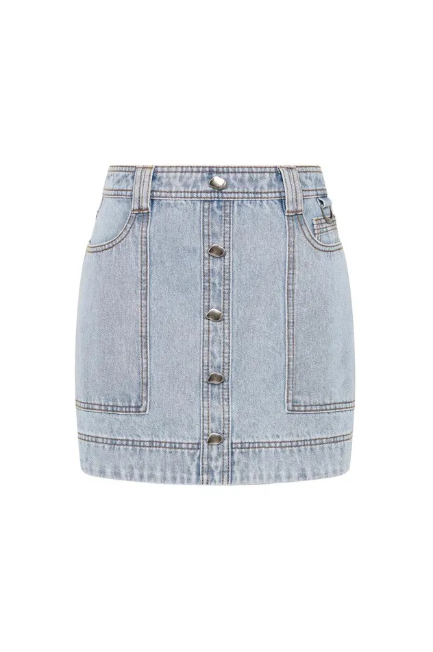 Aje Skirts Aura Denim Mini Skirt Sea Spray Wash 8211 Women Aje Skirts Aura Denim Mini Skirt Sea Spray Wash 8211 Women