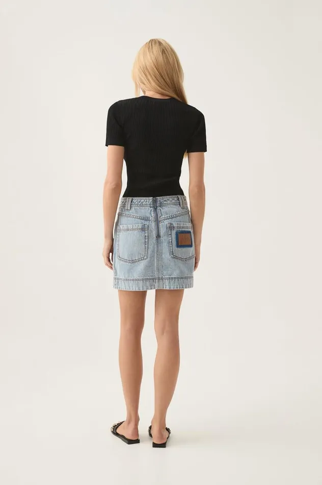 Aje Skirts Aura Denim Mini Skirt Sea Spray Wash 8211 Women Aje Skirts Aura Denim Mini Skirt Sea Spray Wash 8211 Women