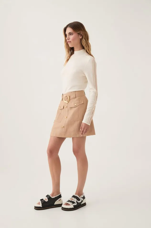 Aje Skirts Beacon Utility Mini Skirt Ecru Beige 8211 Women Aje Skirts Beacon Utility Mini Skirt Ecru Beige 8211 Women