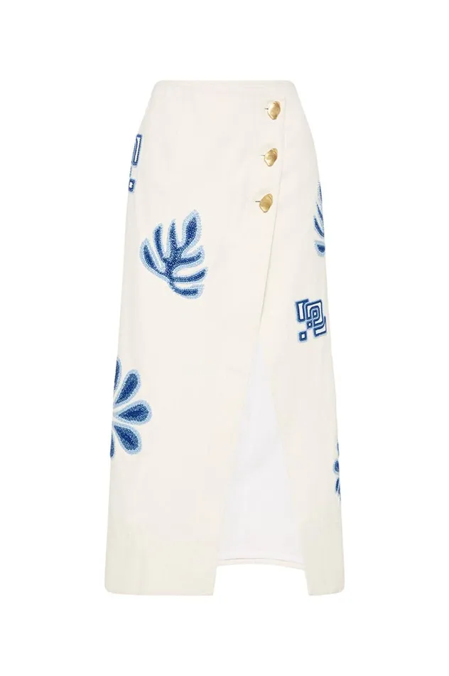 Aje Skirts Esprit Embroidered Midi Skirt Ivoryblue 8211 Women Aje Skirts Esprit Embroidered Midi Skirt Ivoryblue 8211 Women