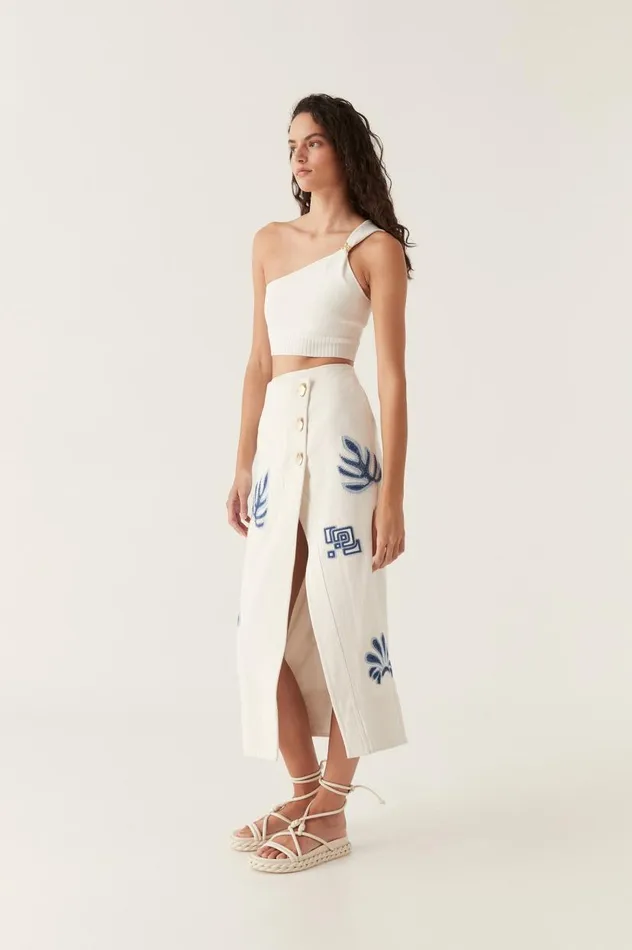 Aje Skirts Esprit Embroidered Midi Skirt Ivoryblue 8211 Women Aje Skirts Esprit Embroidered Midi Skirt Ivoryblue 8211 Women