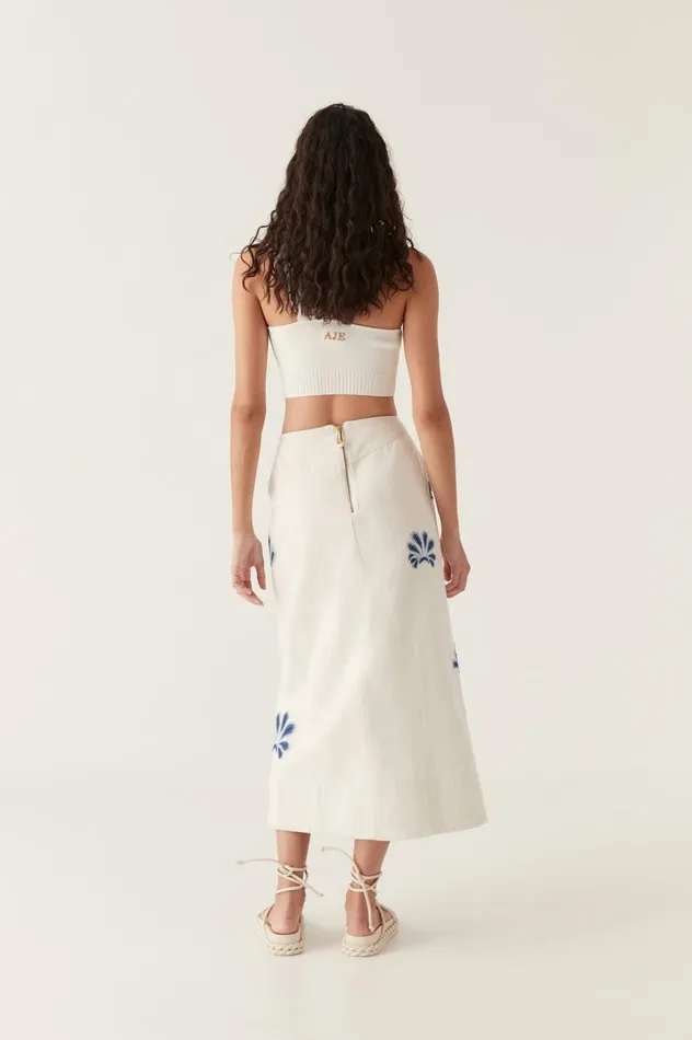 Aje Skirts Esprit Embroidered Midi Skirt Ivoryblue 8211 Women Aje Skirts Esprit Embroidered Midi Skirt Ivoryblue 8211 Women