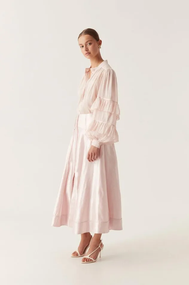 Aje Skirts Kineta Midi Skirt Soft Pink 8211 Women Aje Skirts Kineta Midi Skirt Soft Pink 8211 Women