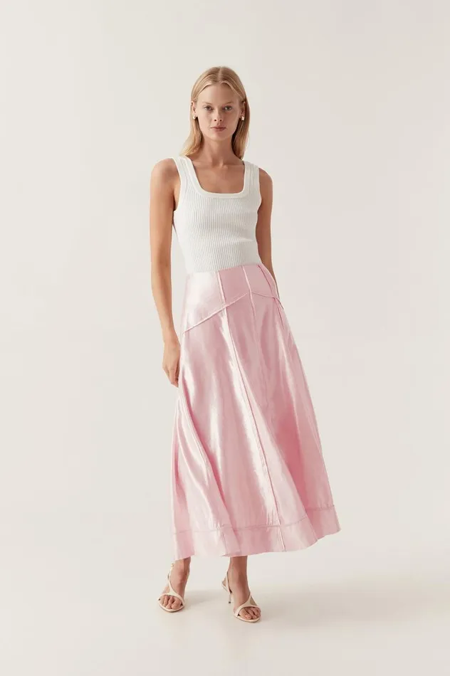 Aje Skirts Kineta Midi Skirt Soft Pink 8211 Women Aje Skirts Kineta Midi Skirt Soft Pink 8211 Women