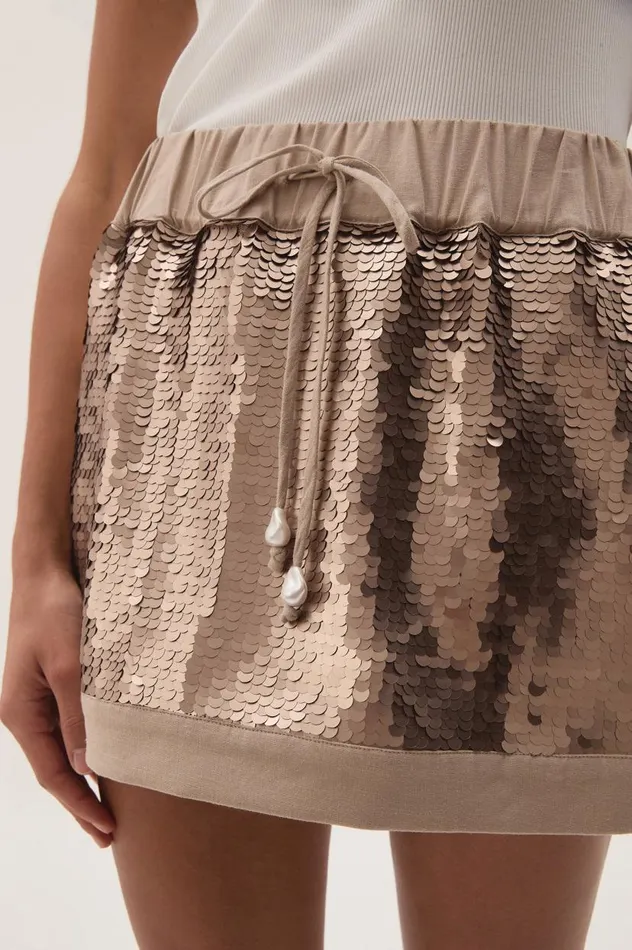 Aje Skirts Nebula Mini Skirt Champagne Sequin 8211 Women Aje Skirts Nebula Mini Skirt Champagne Sequin 8211 Women