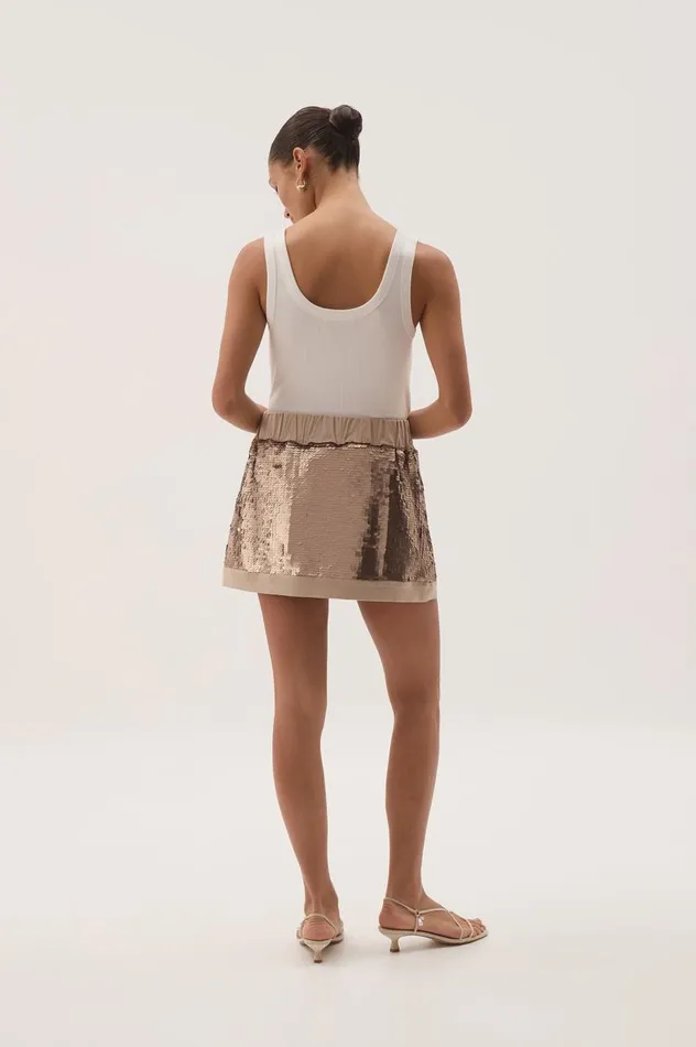 Aje Skirts Nebula Mini Skirt Champagne Sequin 8211 Women Aje Skirts Nebula Mini Skirt Champagne Sequin 8211 Women