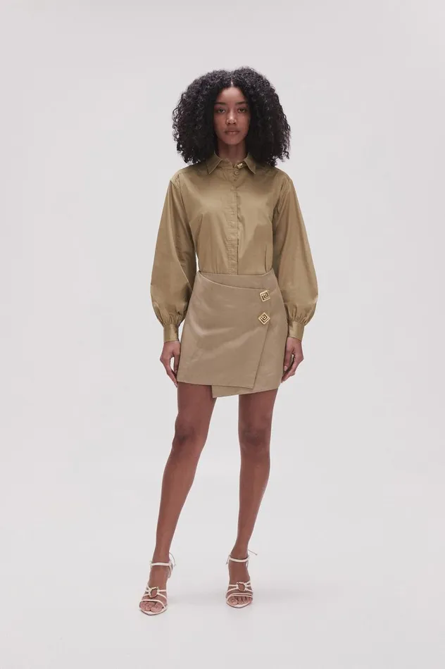 Aje Skirts Realm Wrap Front Mini Skirt Desert Khaki 8211 Women
