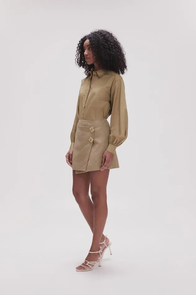Aje Skirts Realm Wrap Front Mini Skirt Desert Khaki 8211 Women Aje Skirts Realm Wrap Front Mini Skirt Desert Khaki 8211 Women