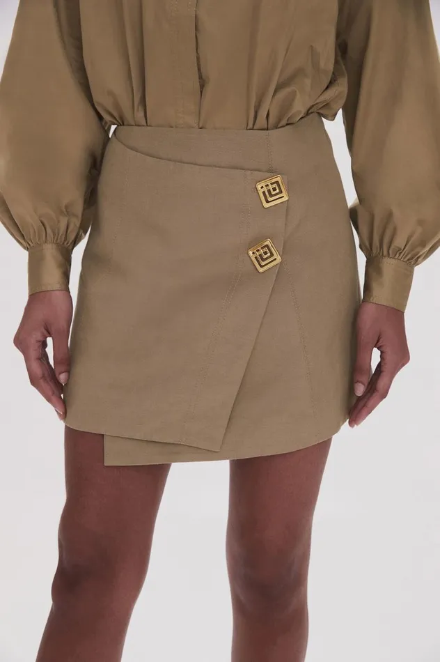 Aje Skirts Realm Wrap Front Mini Skirt Desert Khaki 8211 Women Aje Skirts Realm Wrap Front Mini Skirt Desert Khaki 8211 Women