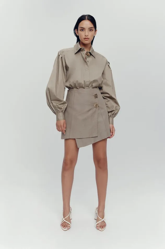 Aje Skirts Realm Wrap Front Mini Skirt Desert Khaki 8211 Women Aje Skirts Realm Wrap Front Mini Skirt Desert Khaki 8211 Women