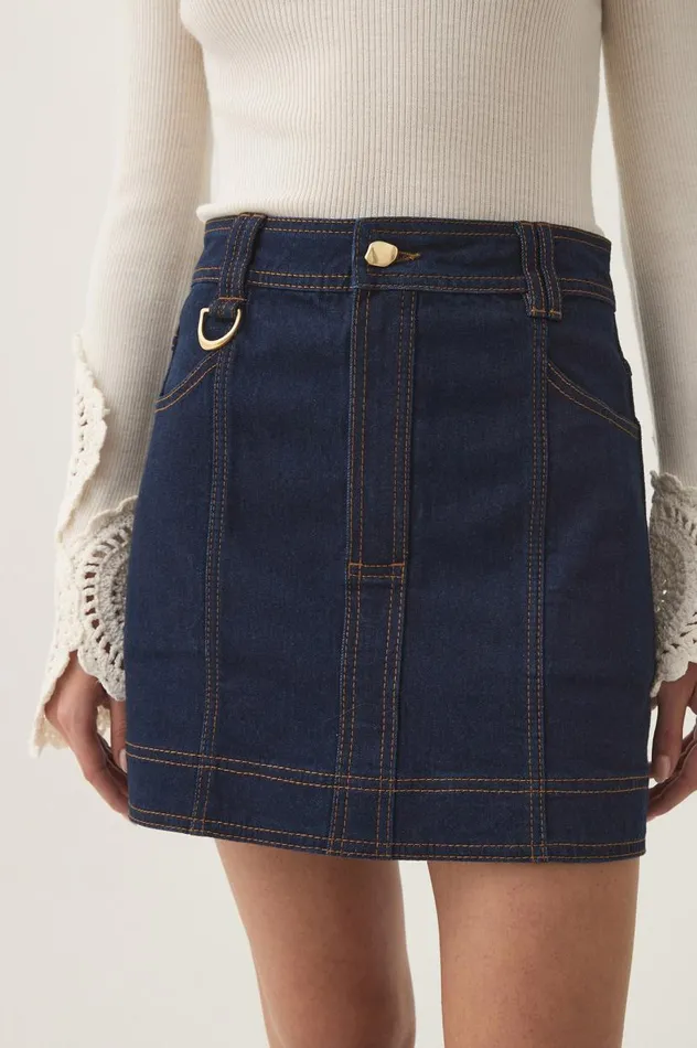 Aje Skirts Resonance Denim Mini Skirt Indigo 8211 Women Aje Skirts Resonance Denim Mini Skirt Indigo 8211 Women