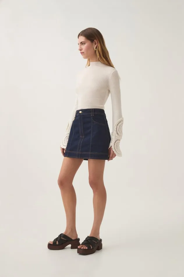 Aje Skirts Resonance Denim Mini Skirt Indigo 8211 Women Aje Skirts Resonance Denim Mini Skirt Indigo 8211 Women