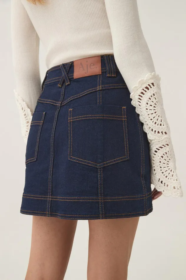 Aje Skirts Resonance Denim Mini Skirt Indigo 8211 Women Aje Skirts Resonance Denim Mini Skirt Indigo 8211 Women