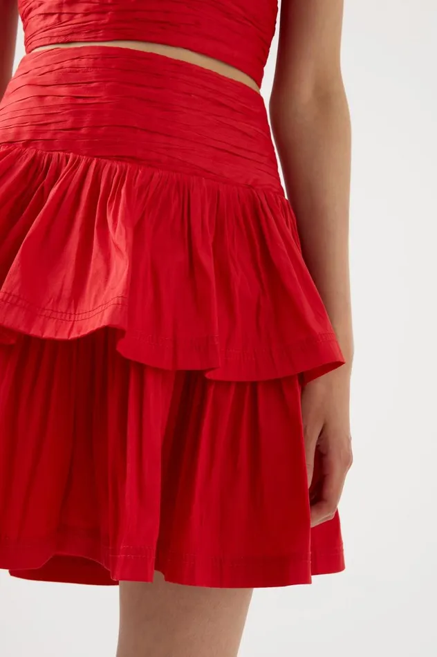 Aje Skirts Rhythmic Tiered Frill Skirt Scarlet Red 8211 Women Aje Skirts Rhythmic Tiered Frill Skirt Scarlet Red 8211 Women