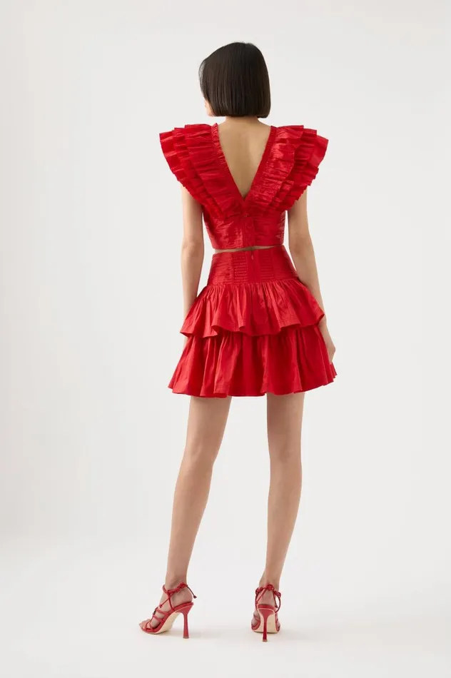 Aje Skirts Rhythmic Tiered Frill Skirt Scarlet Red 8211 Women Aje Skirts Rhythmic Tiered Frill Skirt Scarlet Red 8211 Women