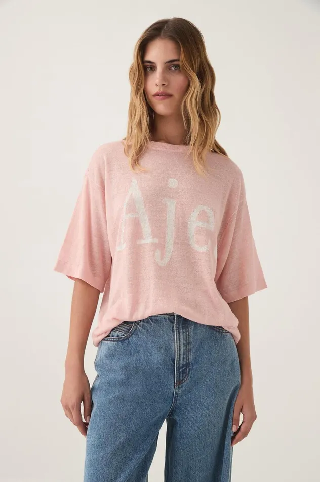 Aje Tees Elvira Oversized Linen Tee Blush Pink 8211 Women Aje Tees Elvira Oversized Linen Tee Blush Pink 8211 Women